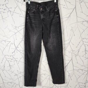 American Eagle Black Wash Super High Rise Baggy Straight Jeans